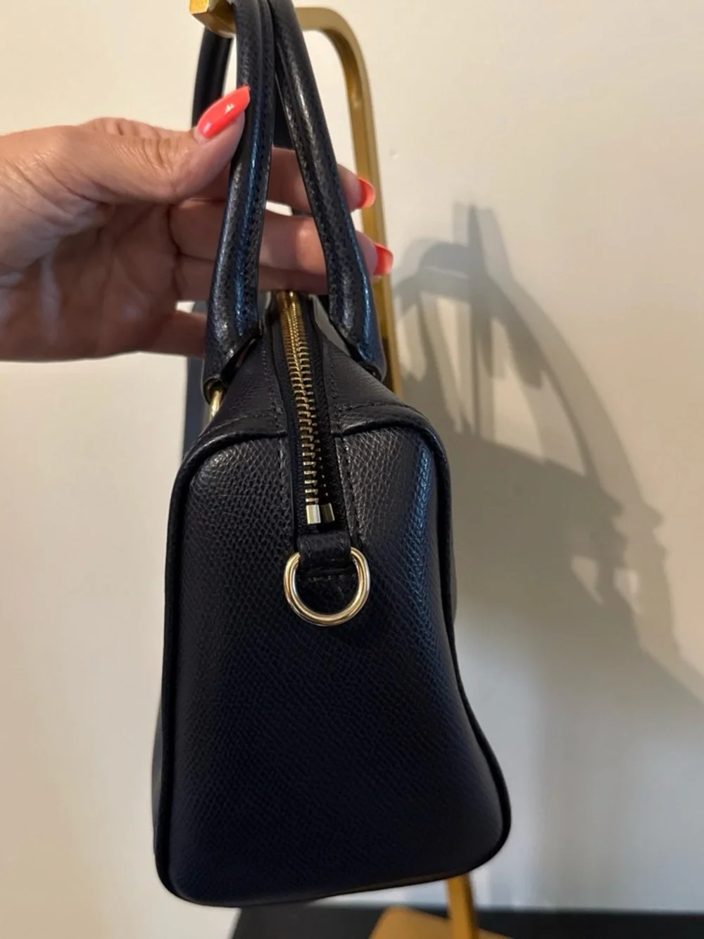 Coach mini Bennett Pebbled Leather Satchel Bag in Navy